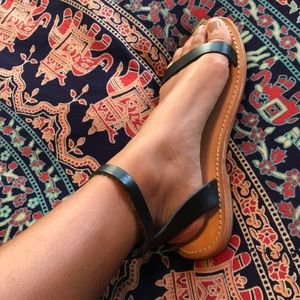 UO black leather sandal